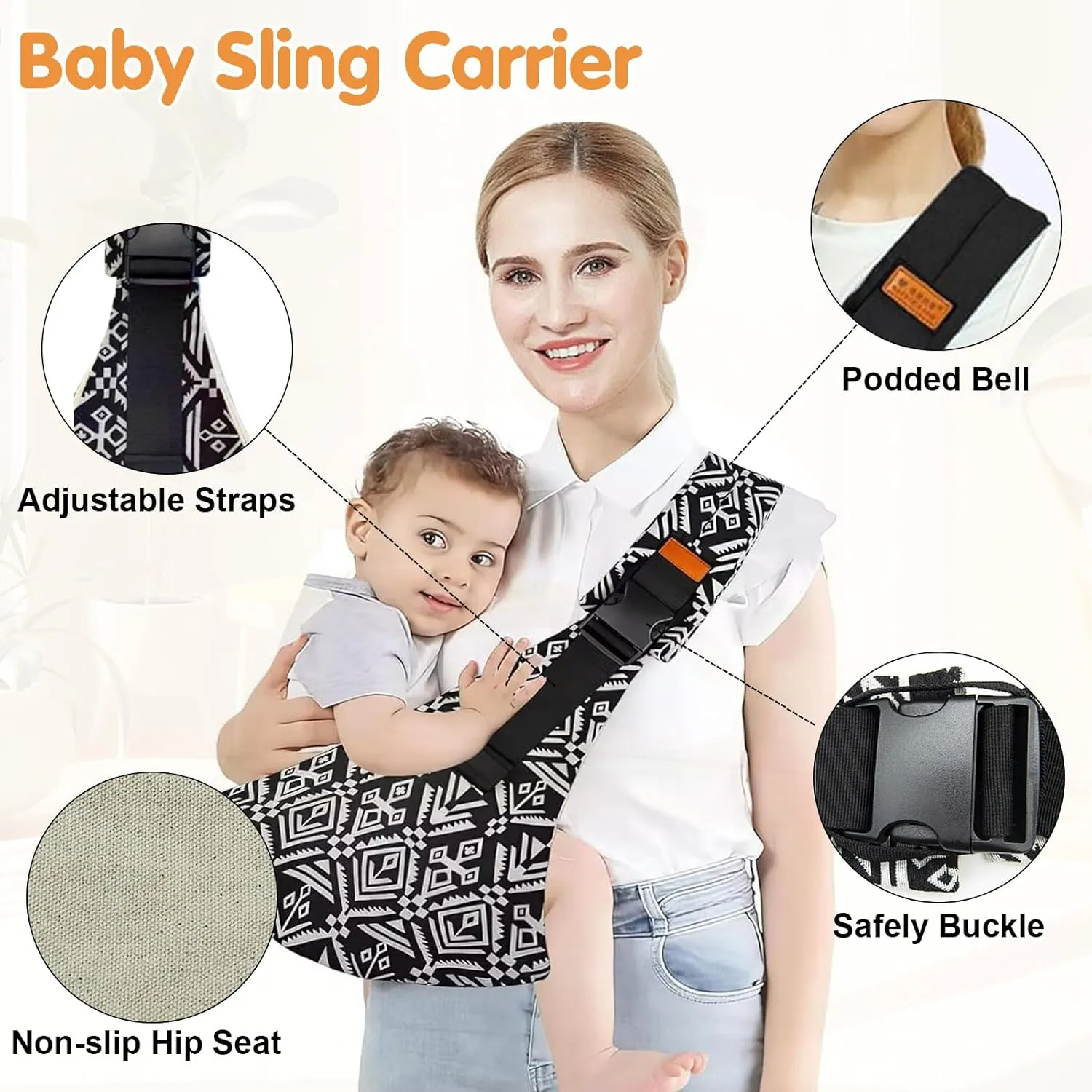 Toddler Carrier,Baby Sling Carrier,Upgraded 2025 Baby Sling with 4 Adjustable Straps(10-30lbs),Lightweight,Portable and One Size Fits All(Blacksail)