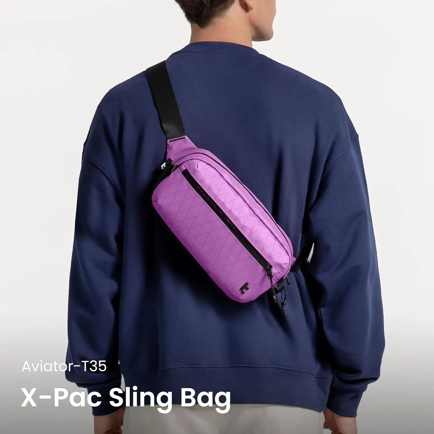 tomtoc 3.5L X-Pac Sling Bag with RFID Blocking, Crossbody Bag Minimalist Chest Shoulder Pack for Men/Women, Water-resistant Lightweight Casual Funny Pack for Travel/Daily Commute