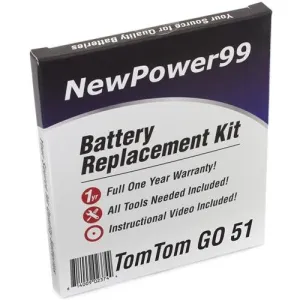 TomTom GO 51 Battery Replacement Kit with Tools, Video Instructions, Extended Life Battery and Full One Year Warranty