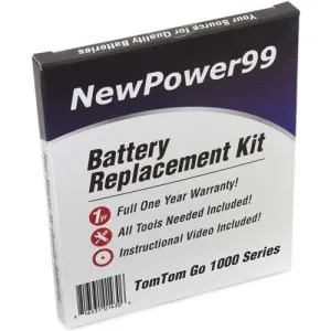 TomTom Go LIVE 1005 Battery Replacement Kit with Tools, Video Instructions, Extended Life Battery and Full One Year Warranty