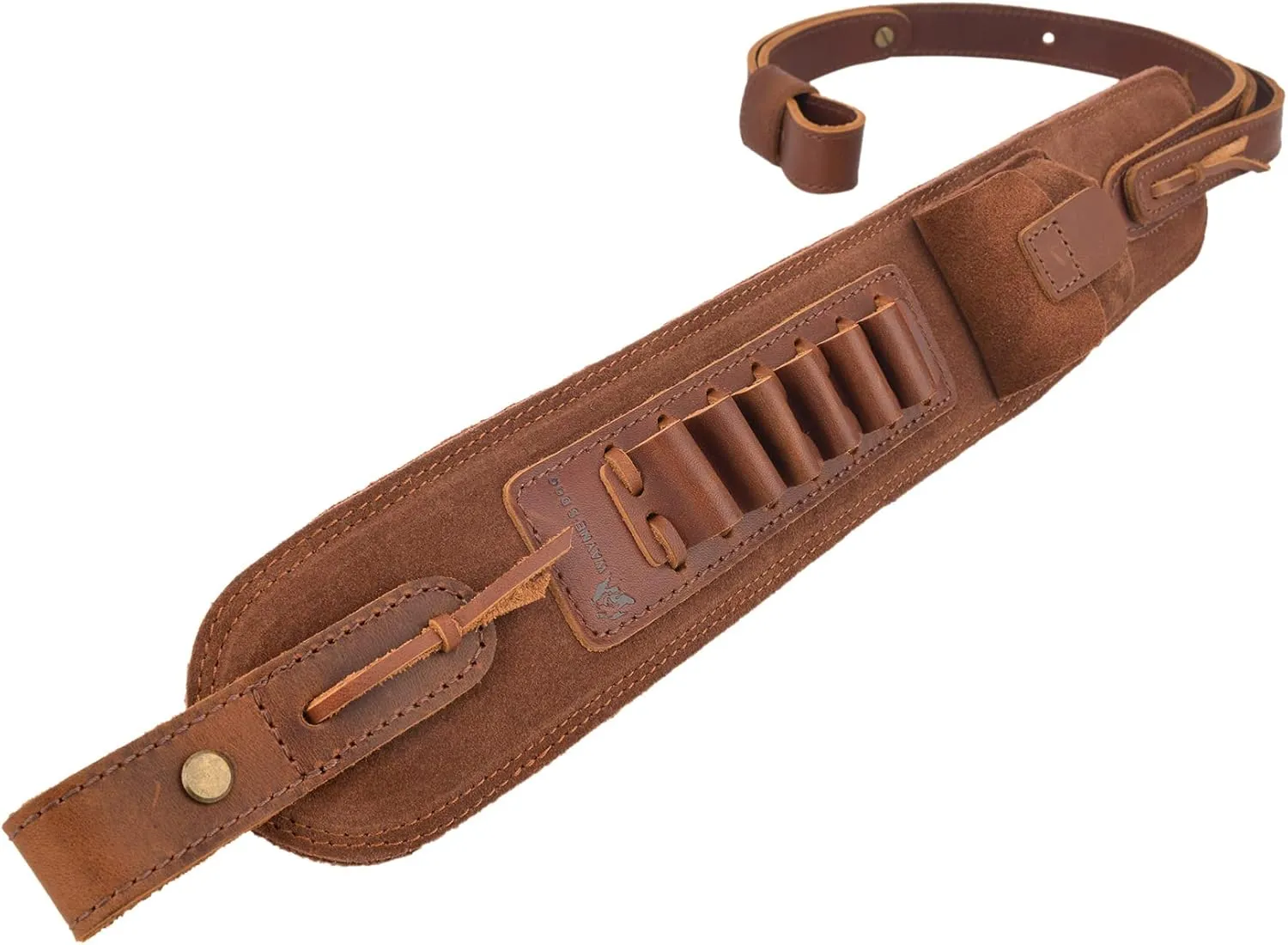 Top-Grain Leather Ammo Holder Rifle Shotgun Sling, Adjustable Hunting Gun Strap with Swivels