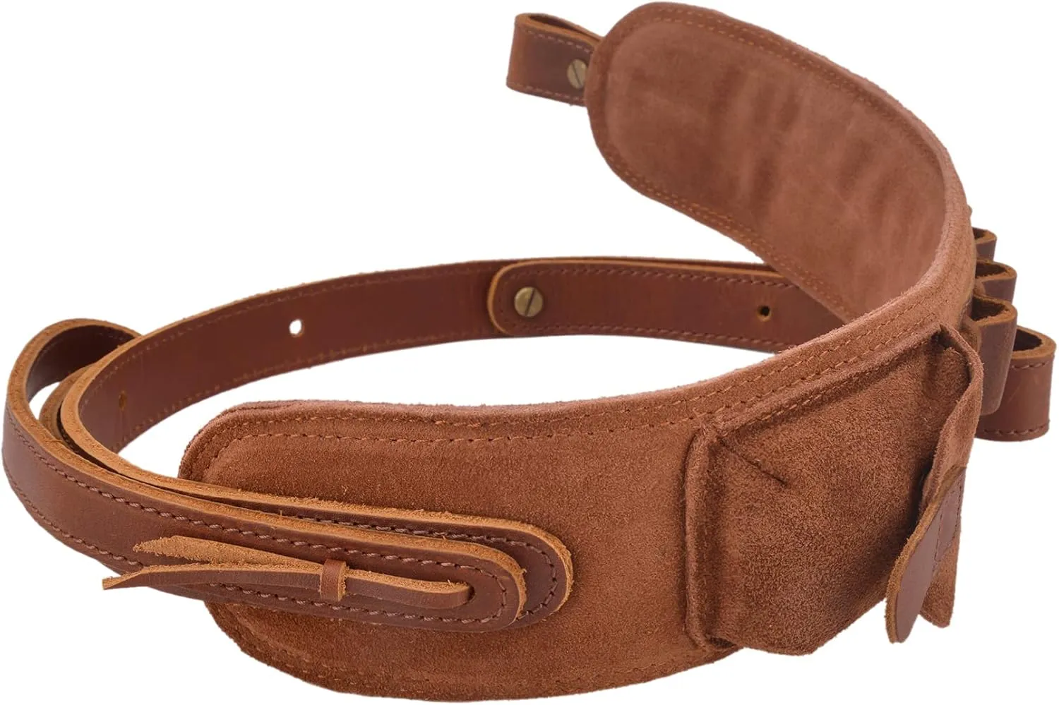 Top-Grain Leather Ammo Holder Rifle Shotgun Sling, Adjustable Hunting Gun Strap with Swivels