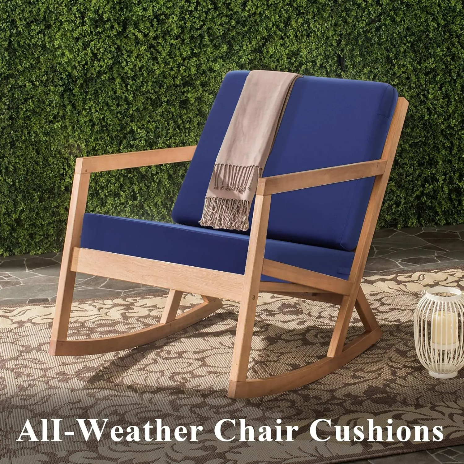 Topotdor Outdoor Deep Seat Cushion Set,Waterproof Outdoor Chair Cushions and Back Cushion for Patio Furniture with Fade Resistant Removable Cover with Adjustable Straps,22"x22"x4" Blue