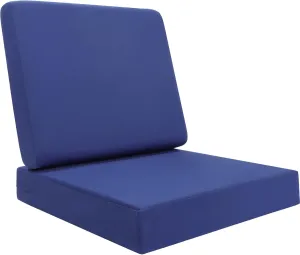 Topotdor Outdoor Deep Seat Cushion Set,Waterproof Outdoor Chair Cushions and Back Cushion for Patio Furniture with Fade Resistant Removable Cover with Adjustable Straps,22"x22"x4" Blue