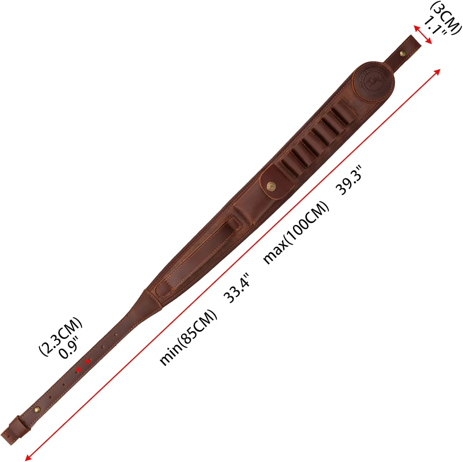 TOURBON Adjustable Gun Sling with 12 Gauge Shotgun Shell Holder, Padded Gun Strap with or Without Swivels