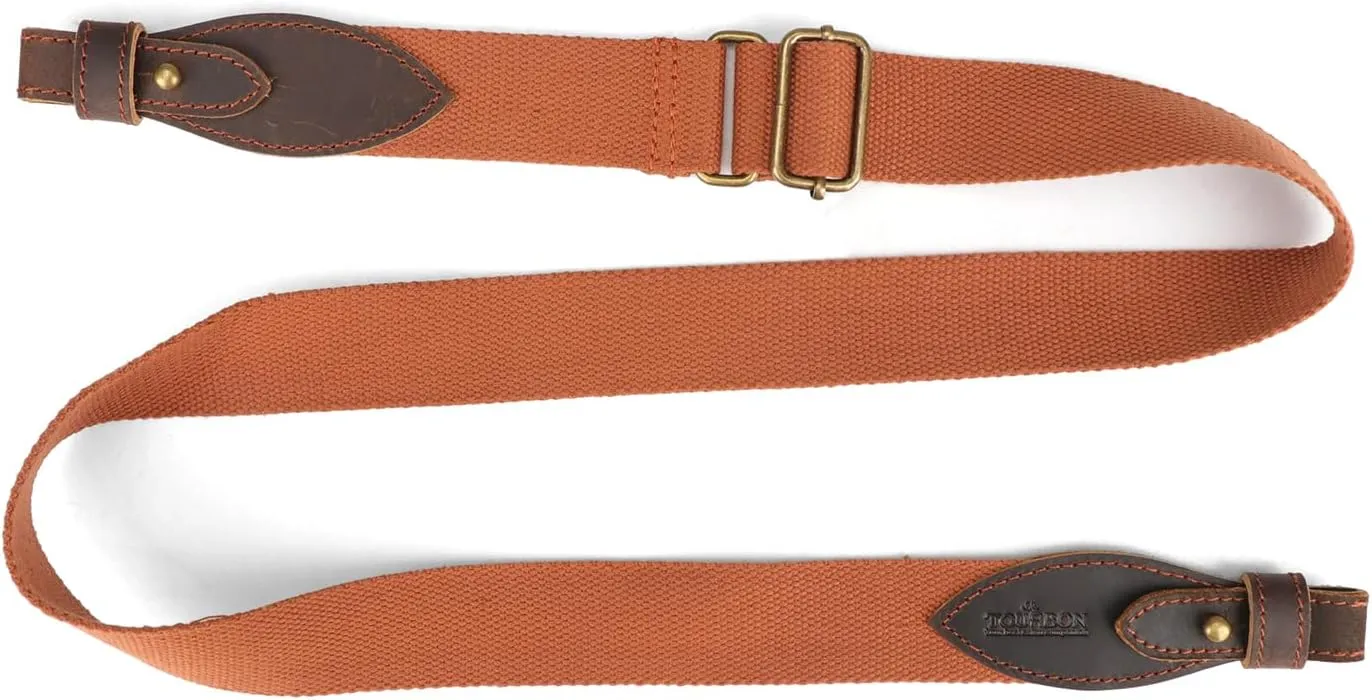TOURBON Canvas Leather Rifle Slings Hunting Easy-Adjust 1.5-inch Wide Gun Strap for Shotgun Without Swivels