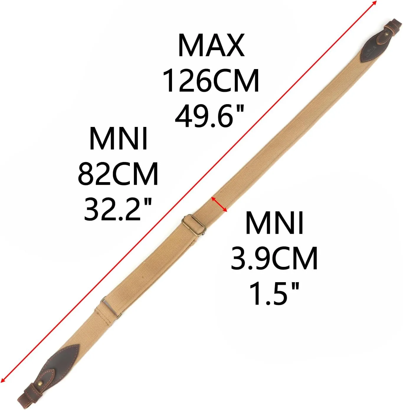 TOURBON Canvas Leather Rifle Slings Hunting Easy-Adjust 1.5-inch Wide Gun Strap for Shotgun Without Swivels