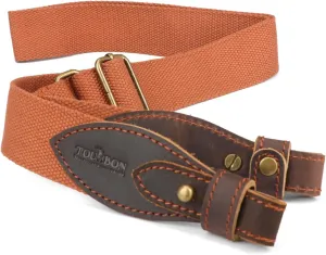 TOURBON Canvas Leather Rifle Slings Hunting Easy-Adjust 1.5-inch Wide Gun Strap for Shotgun Without Swivels