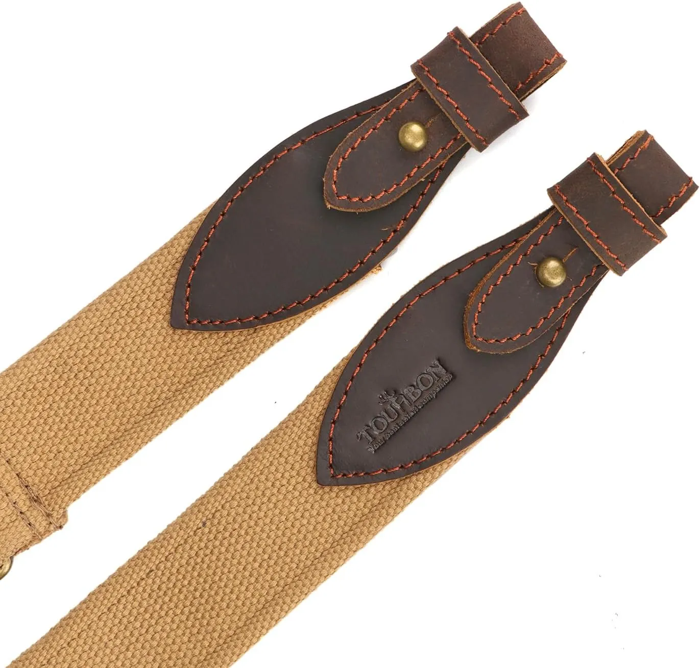 TOURBON Canvas Leather Rifle Slings Hunting Easy-Adjust 1.5-inch Wide Gun Strap for Shotgun Without Swivels