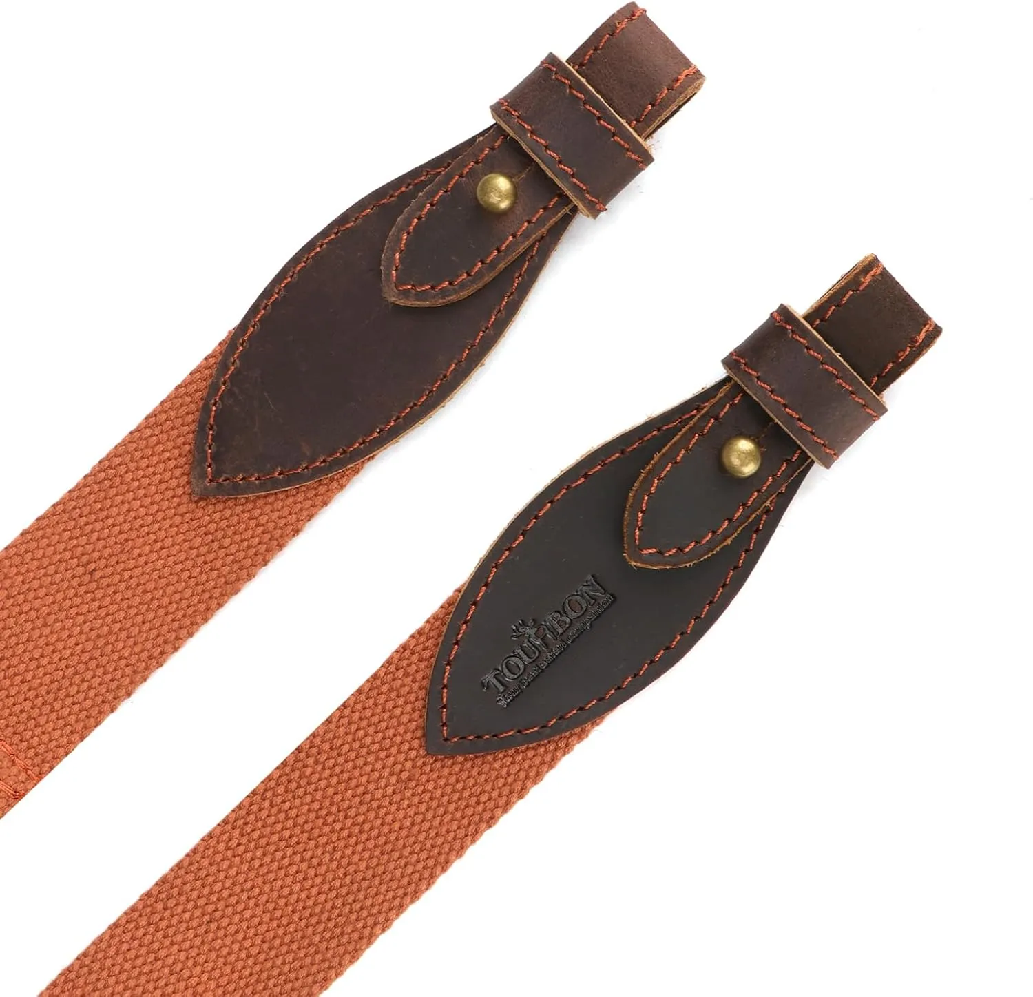 TOURBON Canvas Leather Rifle Slings Hunting Easy-Adjust 1.5-inch Wide Gun Strap for Shotgun Without Swivels