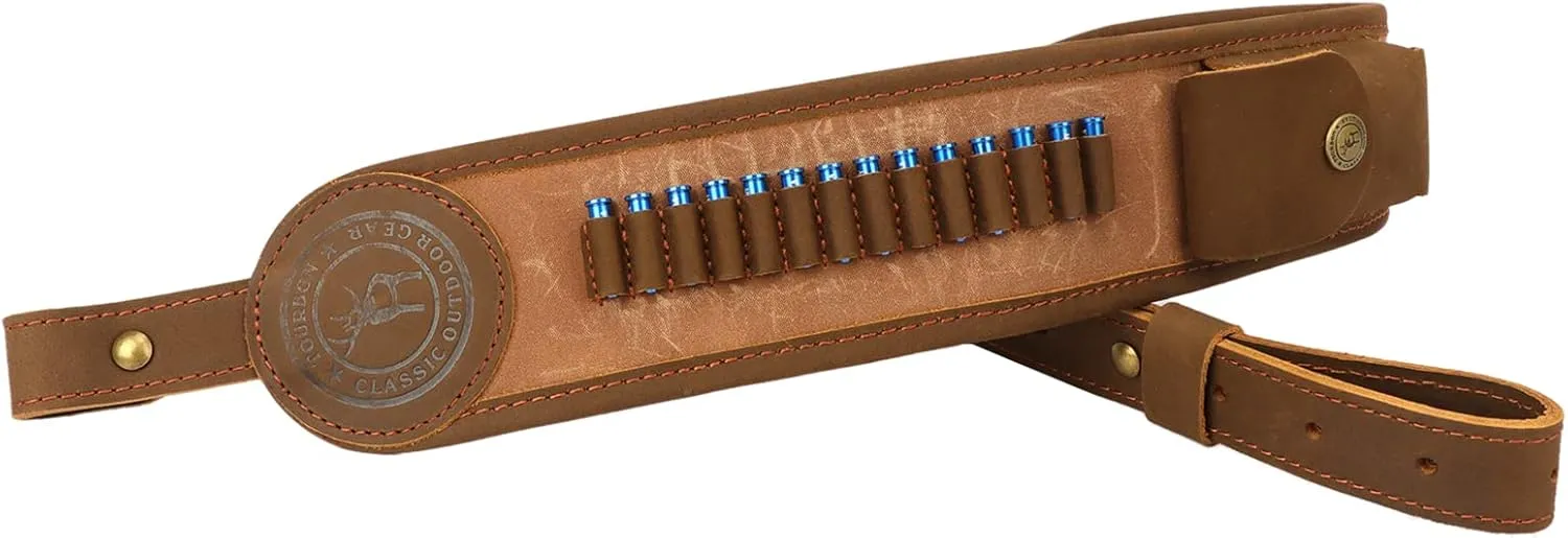 TOURBON Gun Sling with .22 Shell Holder, Rifle Sling Ammo Bandolier, Adjustable Shoulder Strap for Hunting Shooting