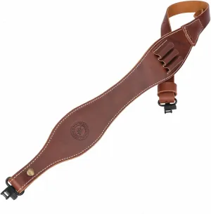 TOURBON Leather Rifle Sling with Swivels, Adjustable Gun Sling with Ammo Holder, 3 Round Shell Cartridge Belt