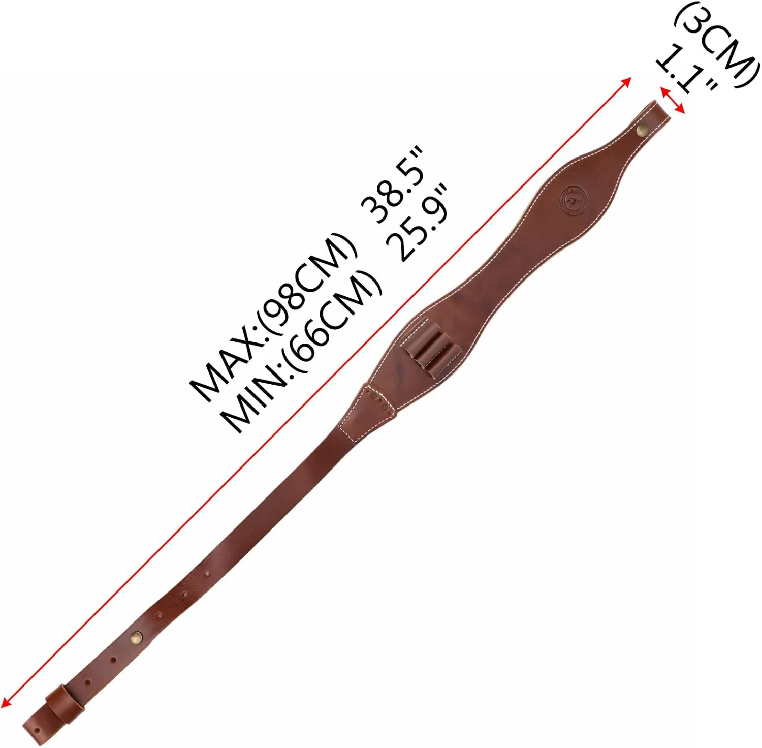 TOURBON Leather Rifle Sling with Swivels, Adjustable Gun Sling with Ammo Holder, 3 Round Shell Cartridge Belt