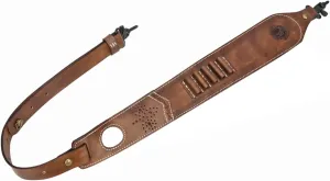 TOURBON Vintage Leather Ammo Holder Rifle Sling Adjustable Hunting Gun Strap with Swivels