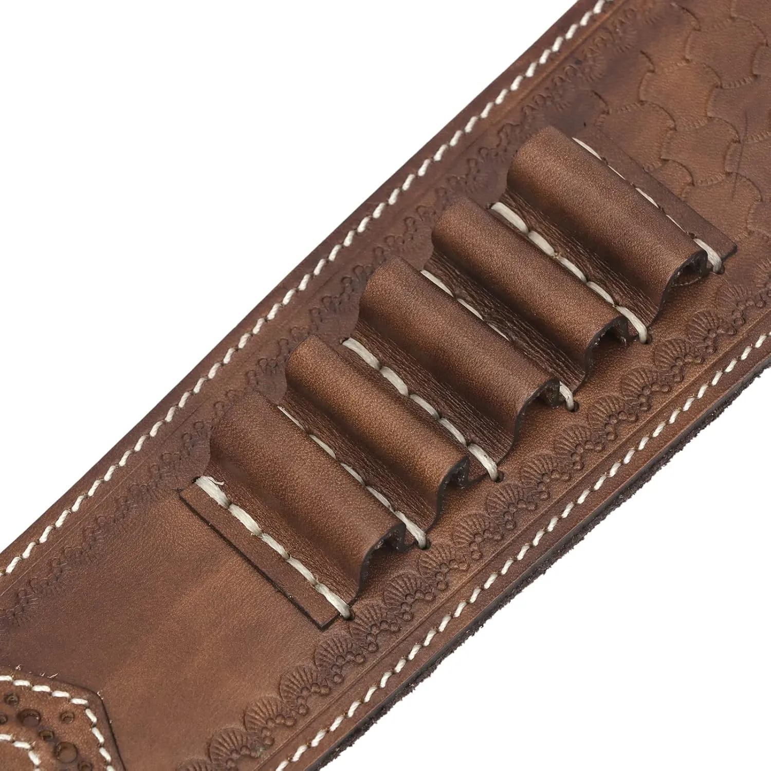 TOURBON Vintage Leather Ammo Holder Rifle Sling Adjustable Hunting Gun Strap with Swivels
