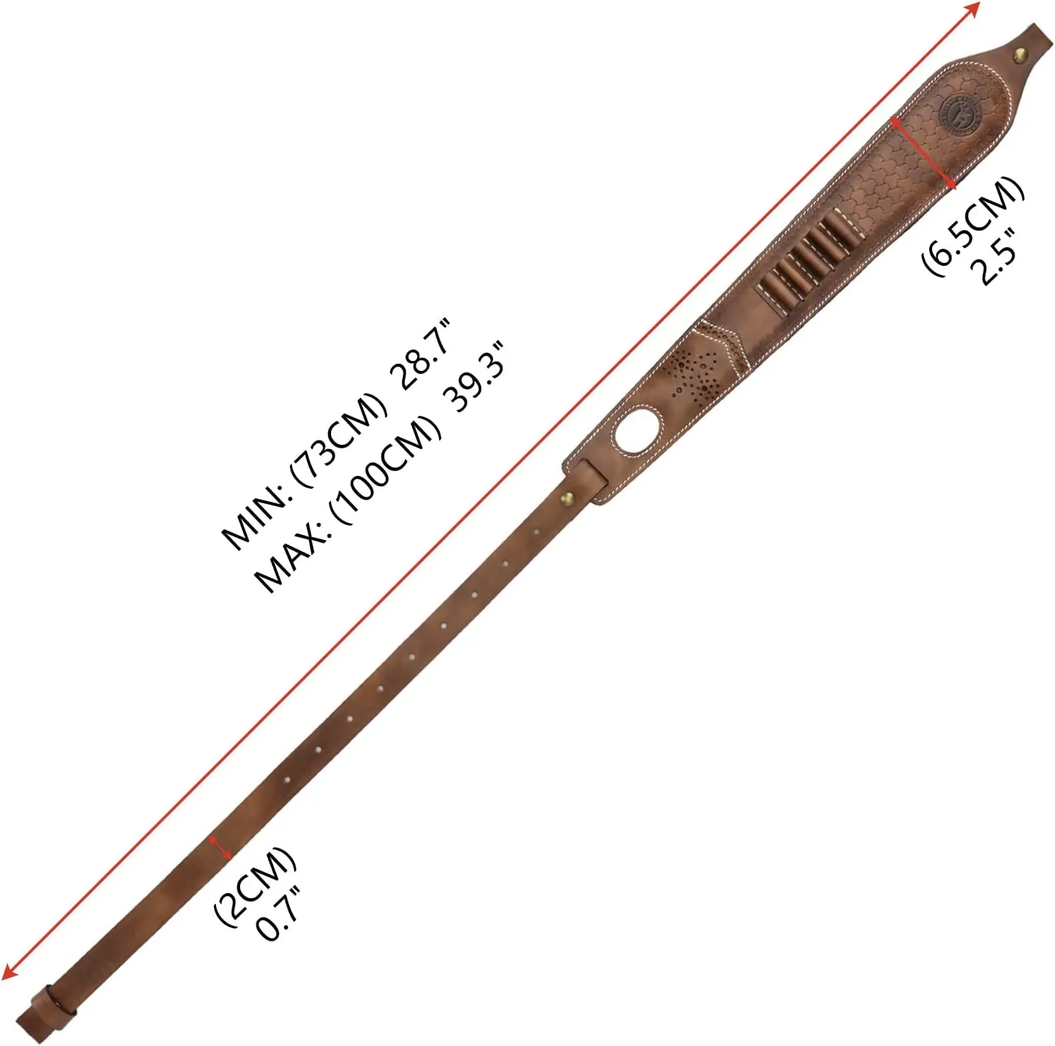 TOURBON Vintage Leather Ammo Holder Rifle Sling Adjustable Hunting Gun Strap with Swivels
