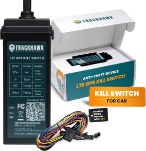 Trackhawk 4G LTE GPS Kill Switch Tracker – Real-Time Tracking for Cars, Trucks, and Trailers, Vehicle Monitoring with Kill Switch - Monitoring Device, Live-Tracking, Subscription Required - VL03