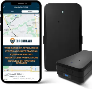 Trackhawk Magnetic GPS Trailer Tracker - 4G LTE Tracking Device with 10,000mAh Battery, Weather-Resistant for Cars, Trucks, Trailers, and Asset Monitoring - Subscription Required