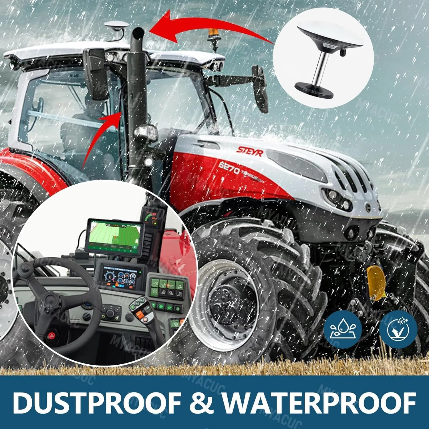 Tractor GPS Navigator 9" Touch Screen GNSS Agricultural Navigator Suitable for Spraying Plowing and Sowing Farmland Activities Automatic Positioning Farming GPS