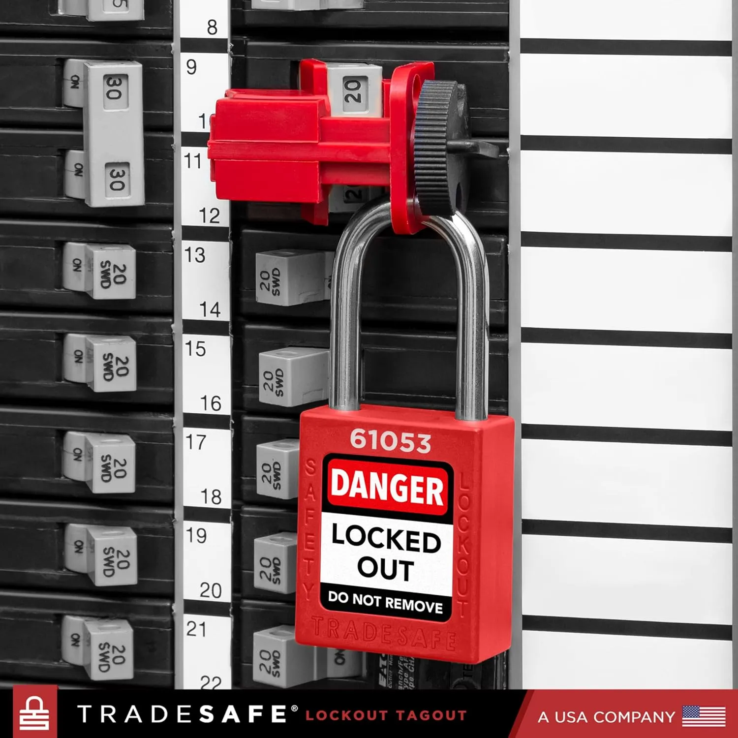 TRADESAFE Circuit Breaker Lockout Device - 10 Pack, Universal Breaker Lock Out Tag Out Device, Multi Pole Breaker Lockout, OSHA Compliant, Premium Grade