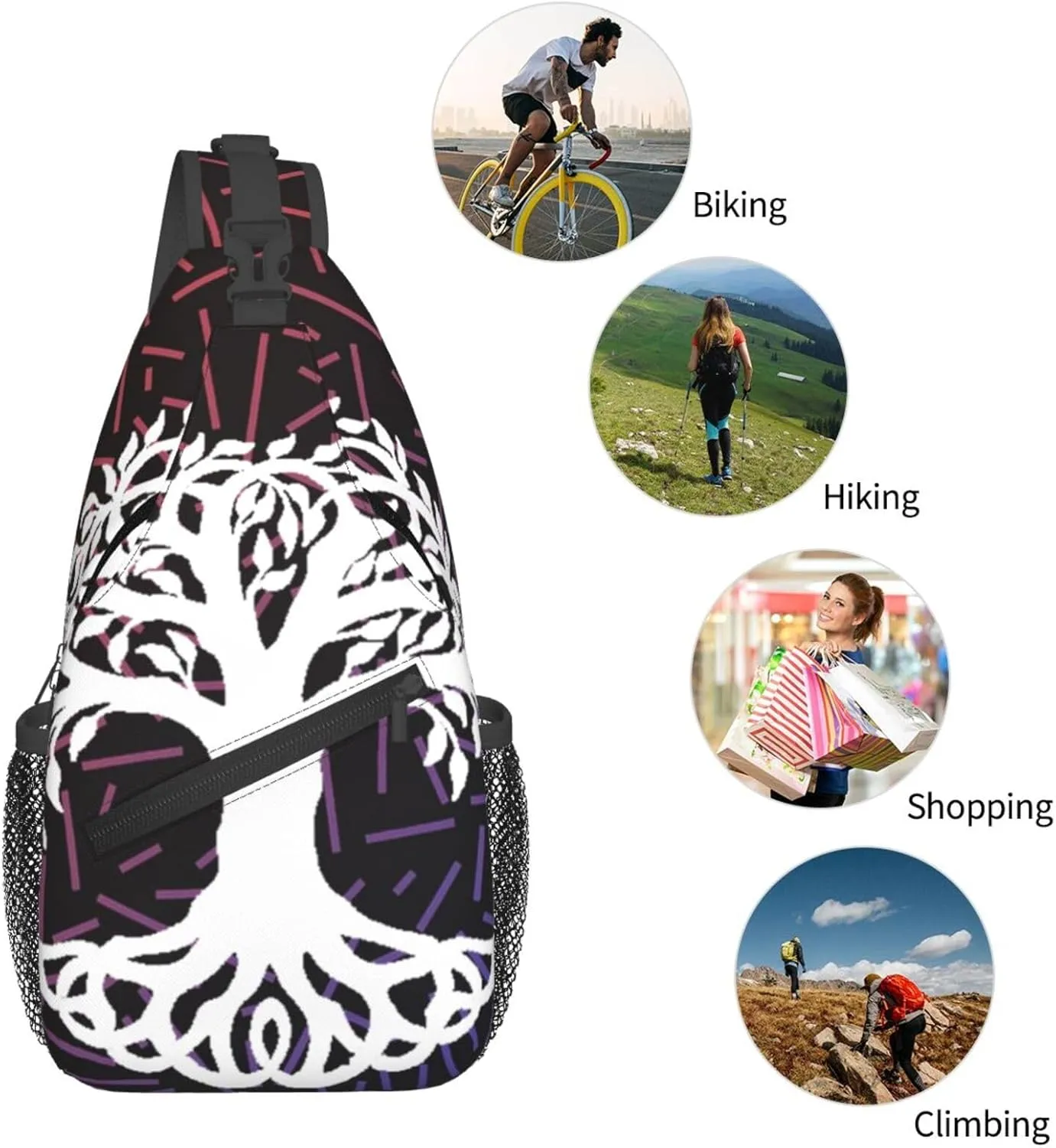 Tree Of Life Small Crossbody Backpack Sling Bag For Men Women Mini One Shoulder Chest Bags Gym Sport Travel Hiking Daypack