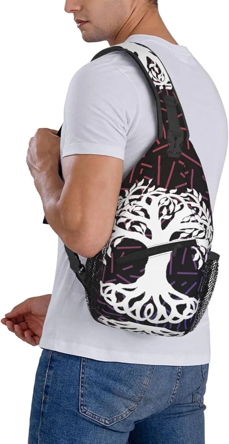 Tree Of Life Small Crossbody Backpack Sling Bag For Men Women Mini One Shoulder Chest Bags Gym Sport Travel Hiking Daypack