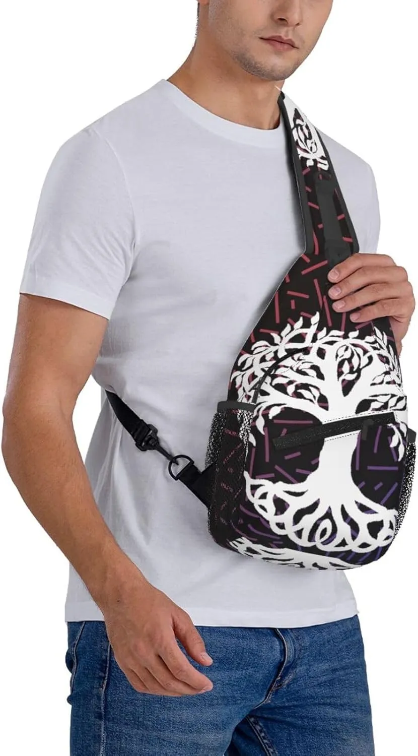 Tree Of Life Small Crossbody Backpack Sling Bag For Men Women Mini One Shoulder Chest Bags Gym Sport Travel Hiking Daypack