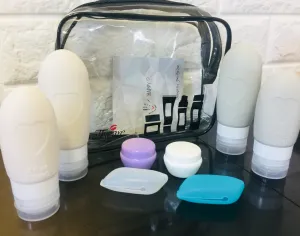 TSA Approved 8 Piece Travel set with refillable leakproof containers & Bag by Pretty Care!