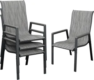 UDPATIO Patio Chairs Set of 4, Stackable Outdoor Dining Chairs with All Weather Breathable Textilene, High Back Metal Frame for Lawn Garden Backyard Deck, Brown