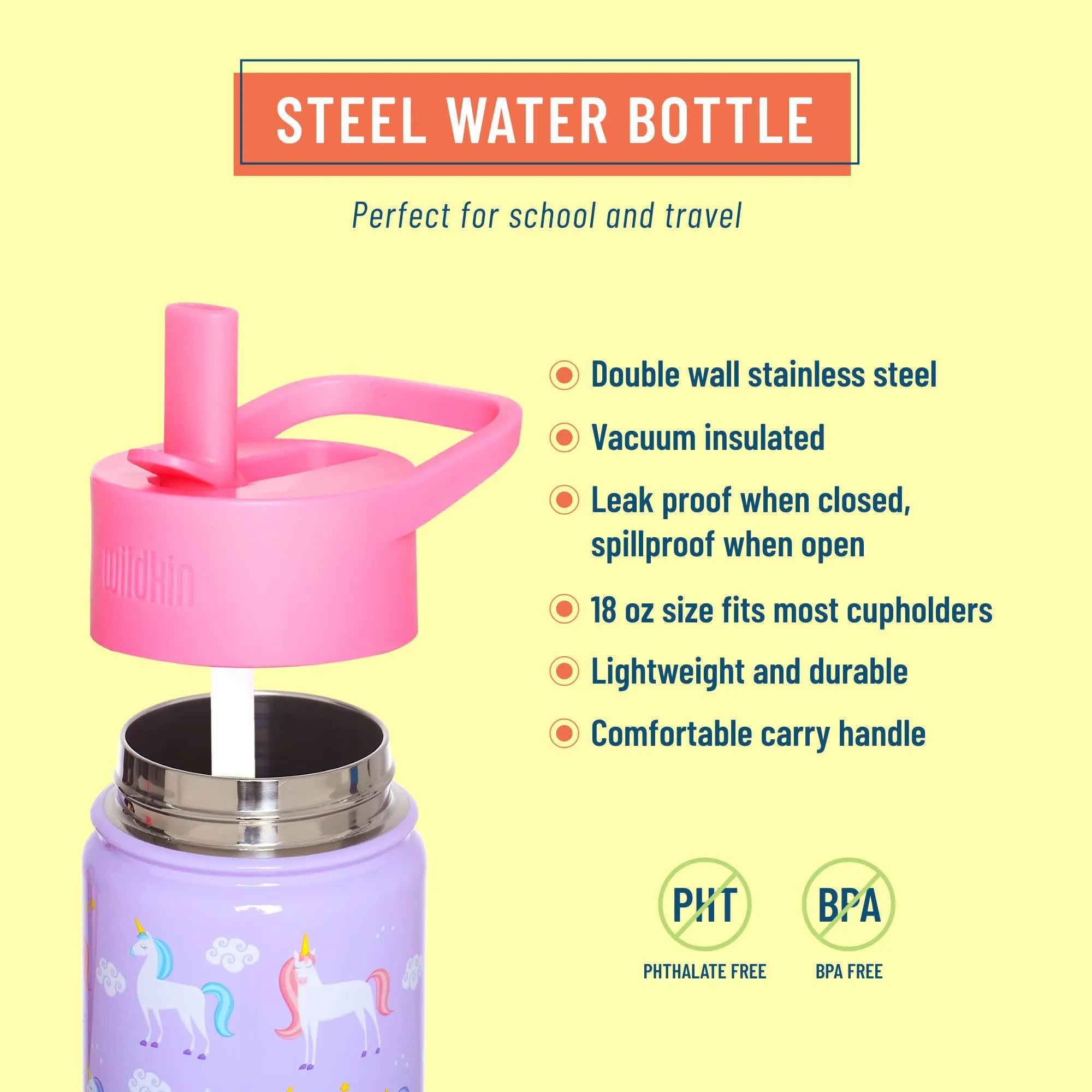 Unicorn 18 oz Steel Water Bottle