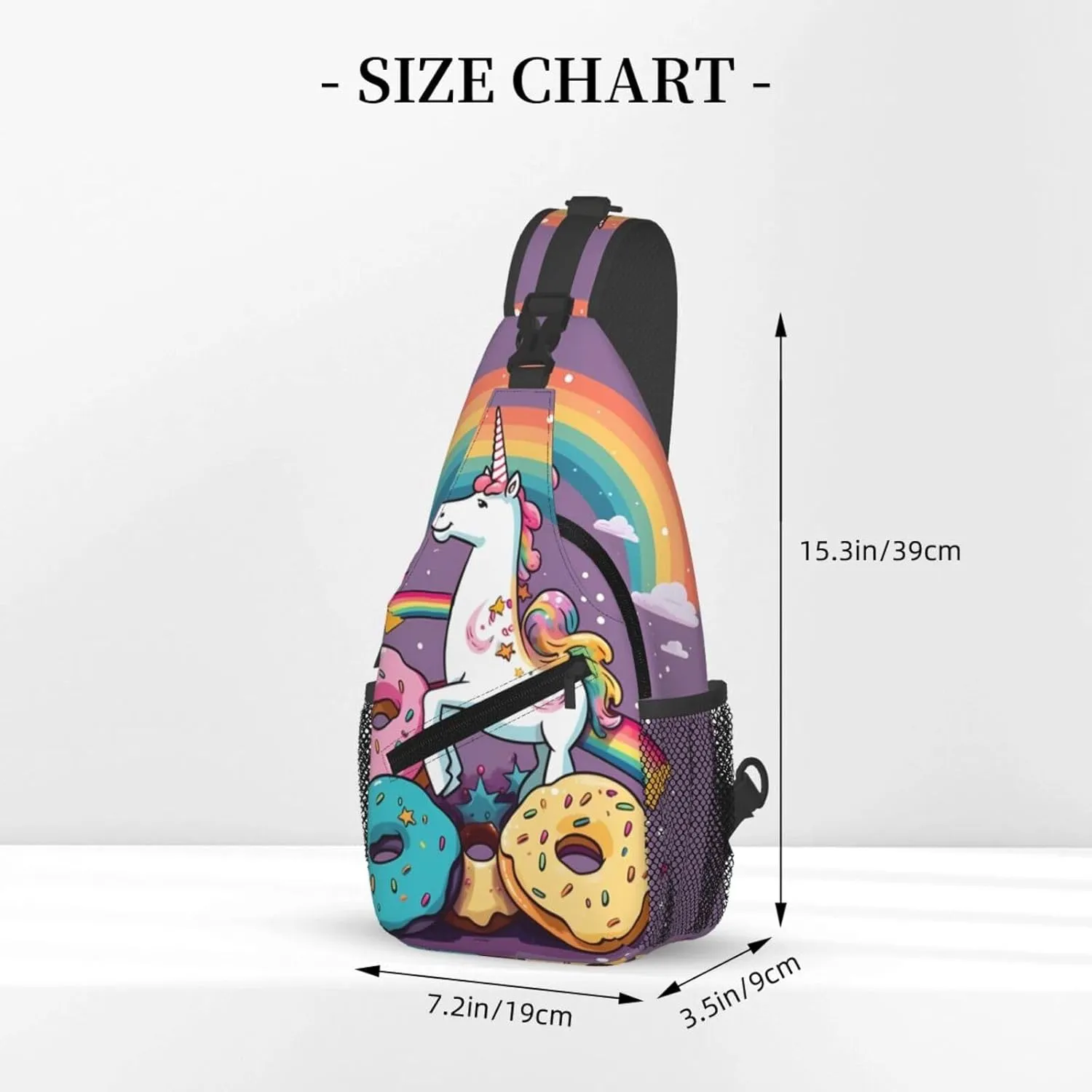 Unicorns Doughnut Rainbow Sling Bag Backpack For Men Cross Chest Bag Crossbody Shoulder Bag Travel Hiking Daypack