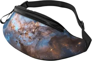 Universe Galaxy Space Printed Bumbag Waist Bag for Men Women Adjustable Belt Fanny Pack with Headphone Hole for Travel,Hiking,Sport,Cycling, Black, One Size, Hiking Backpack