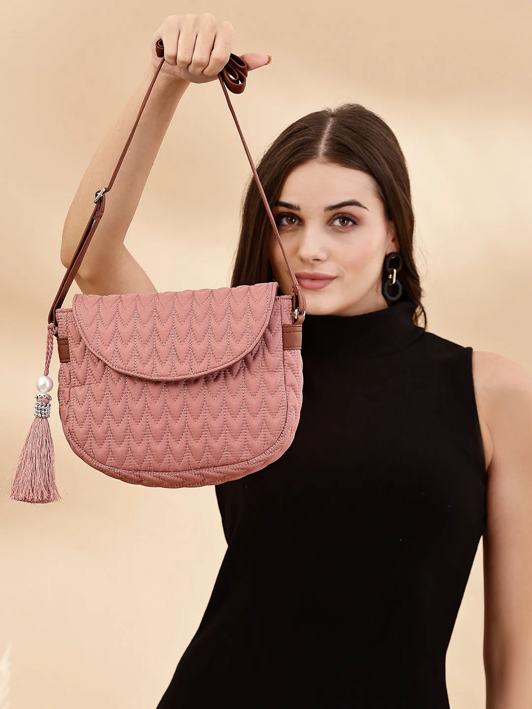 Uno Chevron Quilted Polyester Sling Bag
