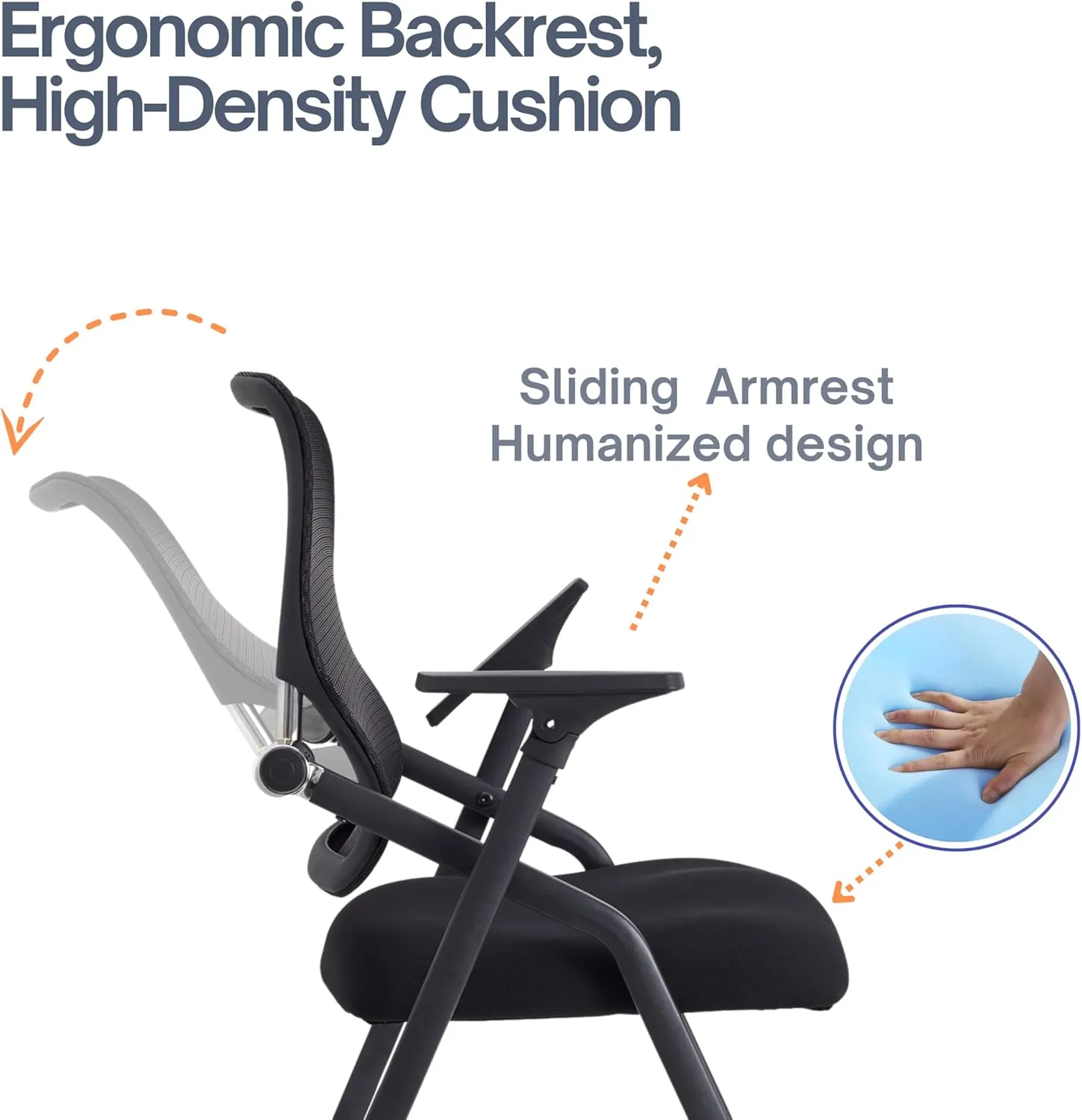 Updated Conference Room Chairs, Folding Office Desk Chair with Lumbar Support and Sliding Armrest with Casters, Stackable Office Guest Chairs & Reception Chairs, 20 Pack Black