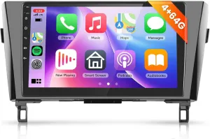 Upgrade 4G 64G Car Stereo for Nissan Rogue X-Trail Qashqai 2014-2018 Radio with DSP 32EQ 10.1inch 1280 * 720P Touchscreen,Wireless Carplay Android Auto,RDS/FM Radio,WiFi/GPS MIC& Rear Camera