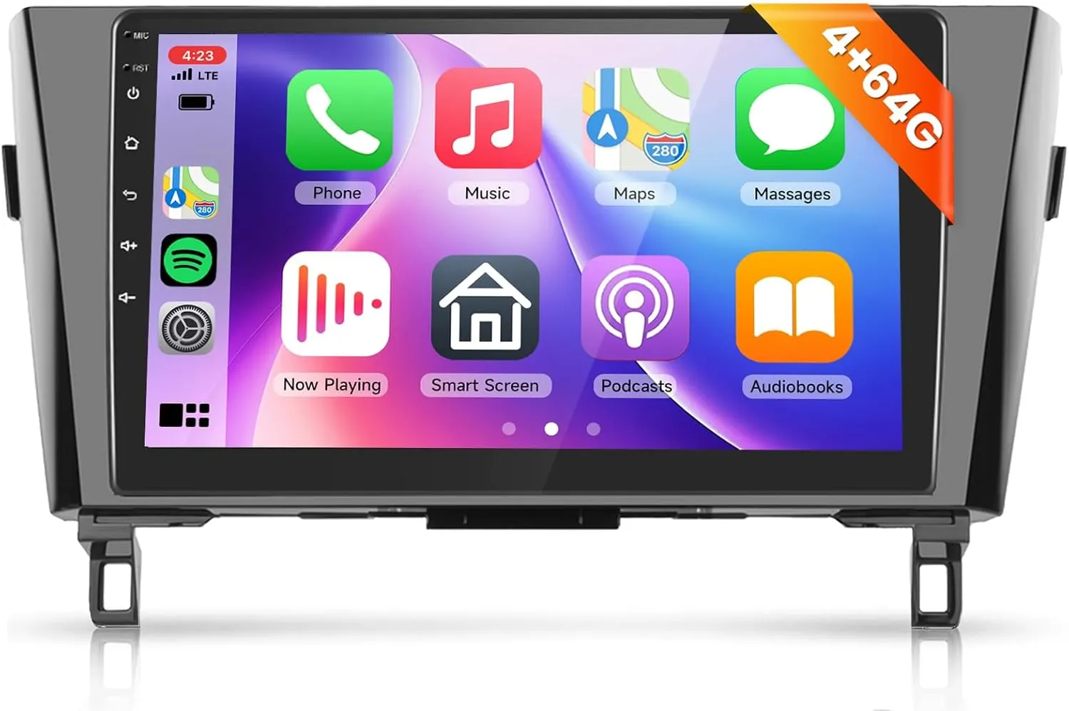Upgrade 4G 64G Car Stereo for Nissan Rogue X-Trail Qashqai 2014-2018 Radio with DSP 32EQ 10.1inch 1280 * 720P Touchscreen,Wireless Carplay Android Auto,RDS/FM Radio,WiFi/GPS MIC& Rear Camera