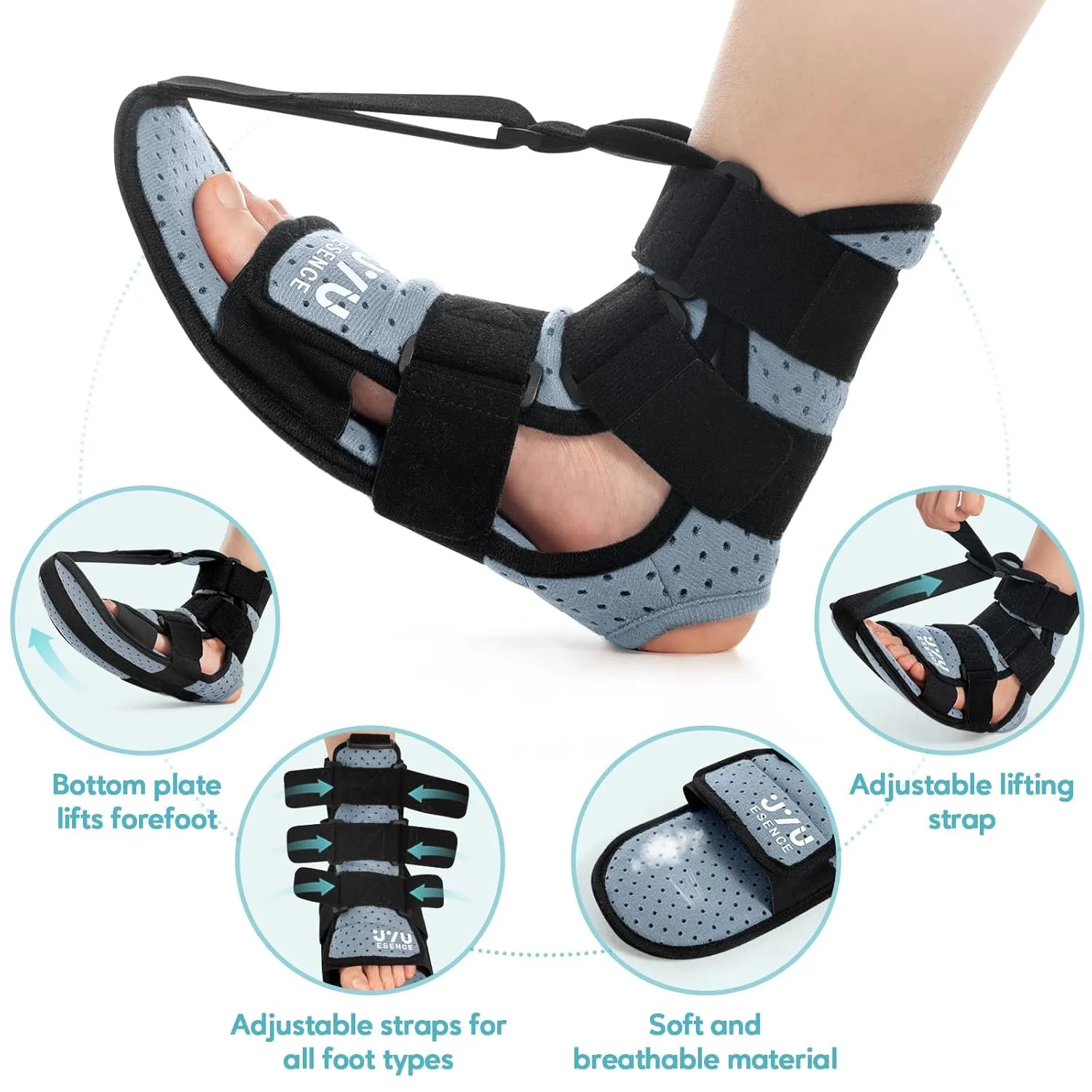 Upgraded Plantar Fasciitis Night Splint & Brace for Sleeping,Plantar Fasciitis Relief,Night Sling for Plantar Fascia Women & Men,Adjustable Foot Brace for Achilles Tendonitis Foot drop(Gray, Large)