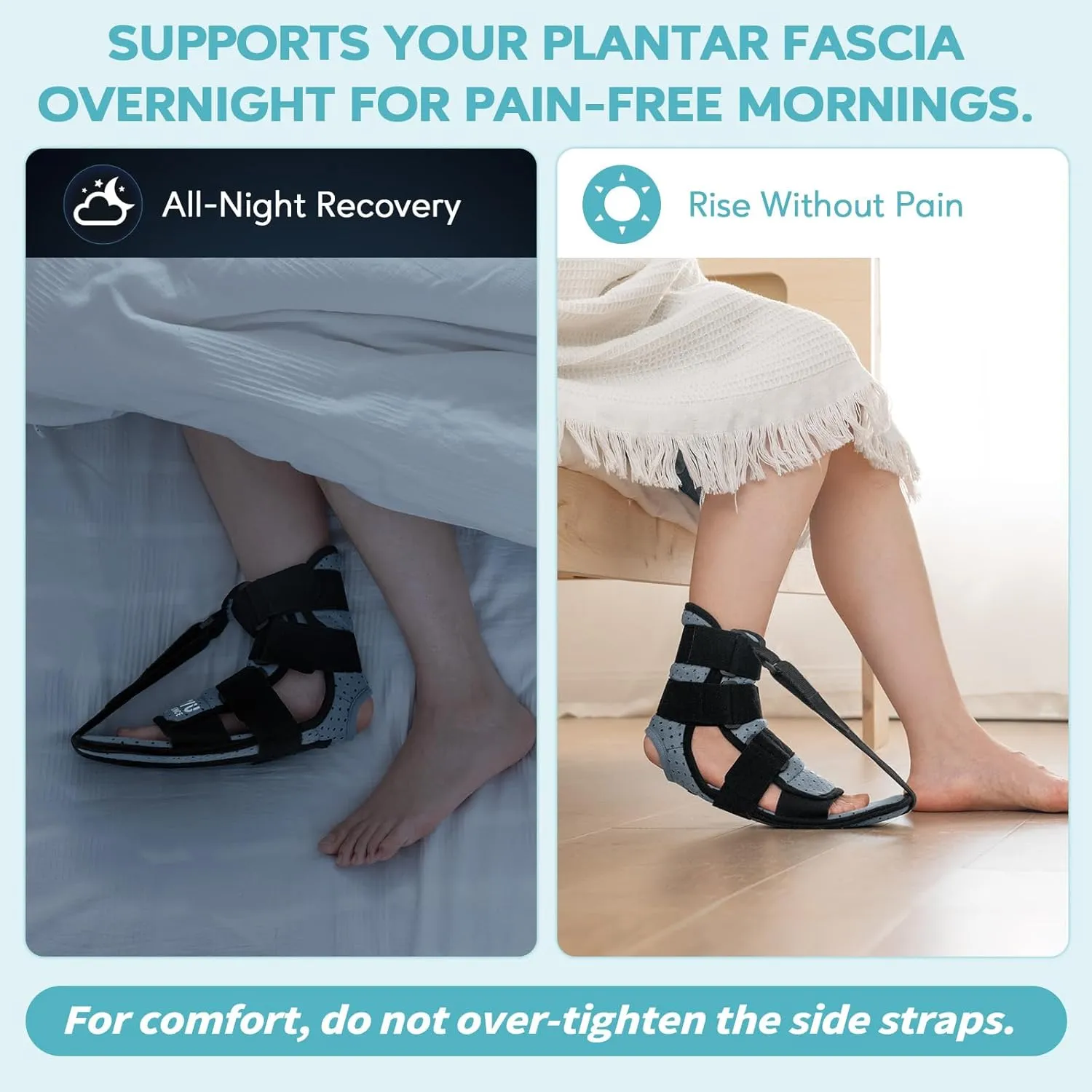 Upgraded Plantar Fasciitis Night Splint & Brace for Sleeping,Plantar Fasciitis Relief,Night Sling for Plantar Fascia Women & Men,Adjustable Foot Brace for Achilles Tendonitis Foot drop(Gray, Large)
