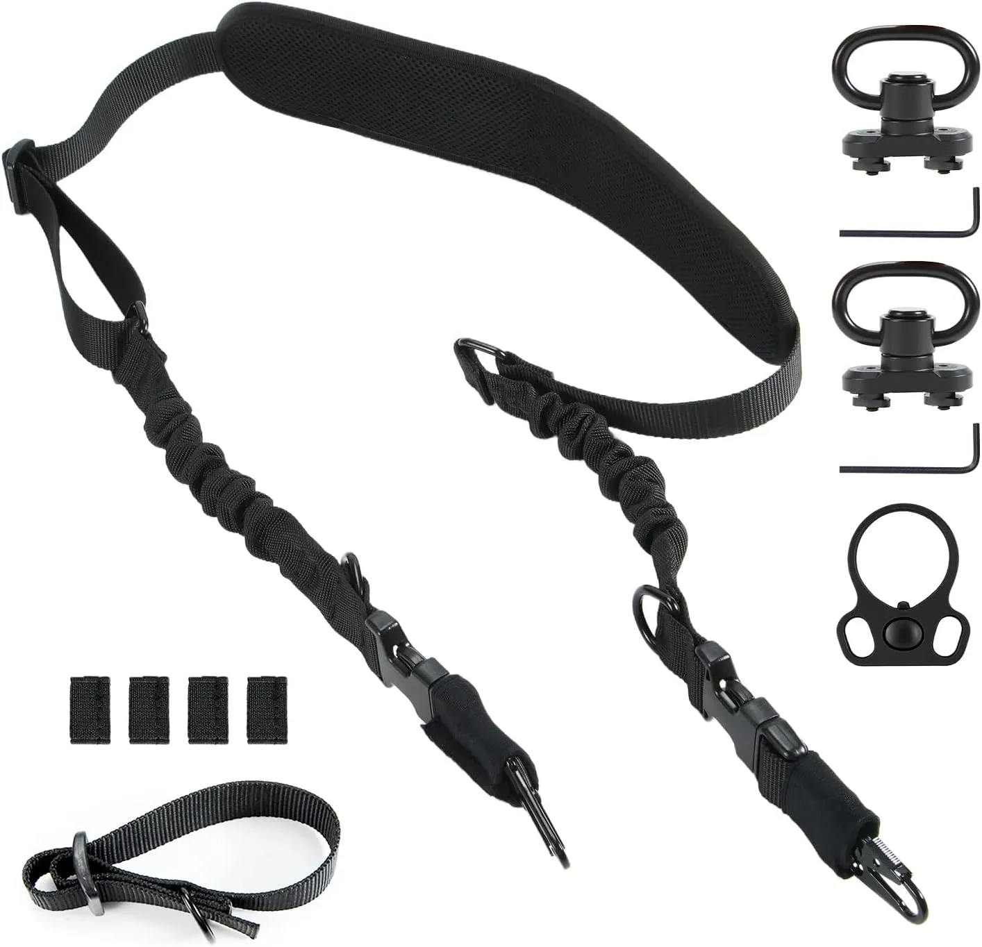 Upgraded Rifle Sling with Soft Shoulder Pad, Special Anti-Drop Protective Cover, Noise and Scratch Reducing Sleeve, Adjustable Length 2 Point Sling with D-Ring Loop