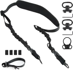 Upgraded Rifle Sling with Soft Shoulder Pad, Special Anti-Drop Protective Cover, Noise and Scratch Reducing Sleeve, Adjustable Length 2 Point Sling with D-Ring Loop