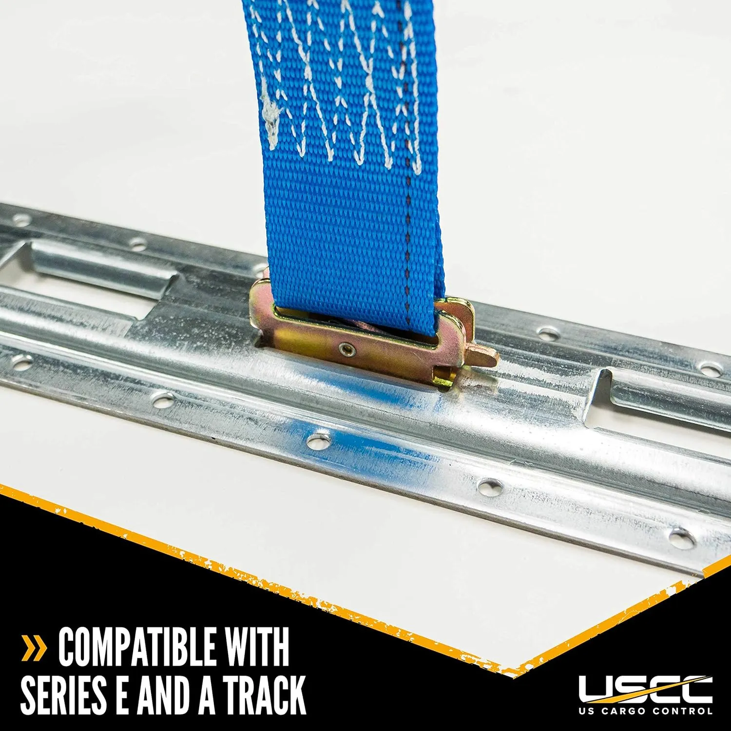 US Cargo Control E-Track Rope Tie-Offs, 2 Inch x 6.5 Inch Cargo Tie-Downs (10-Pack) with D Ring and Spring E Track Fitting for Securing Cargo, 1,467 Pounds Working Load Limit - Blue