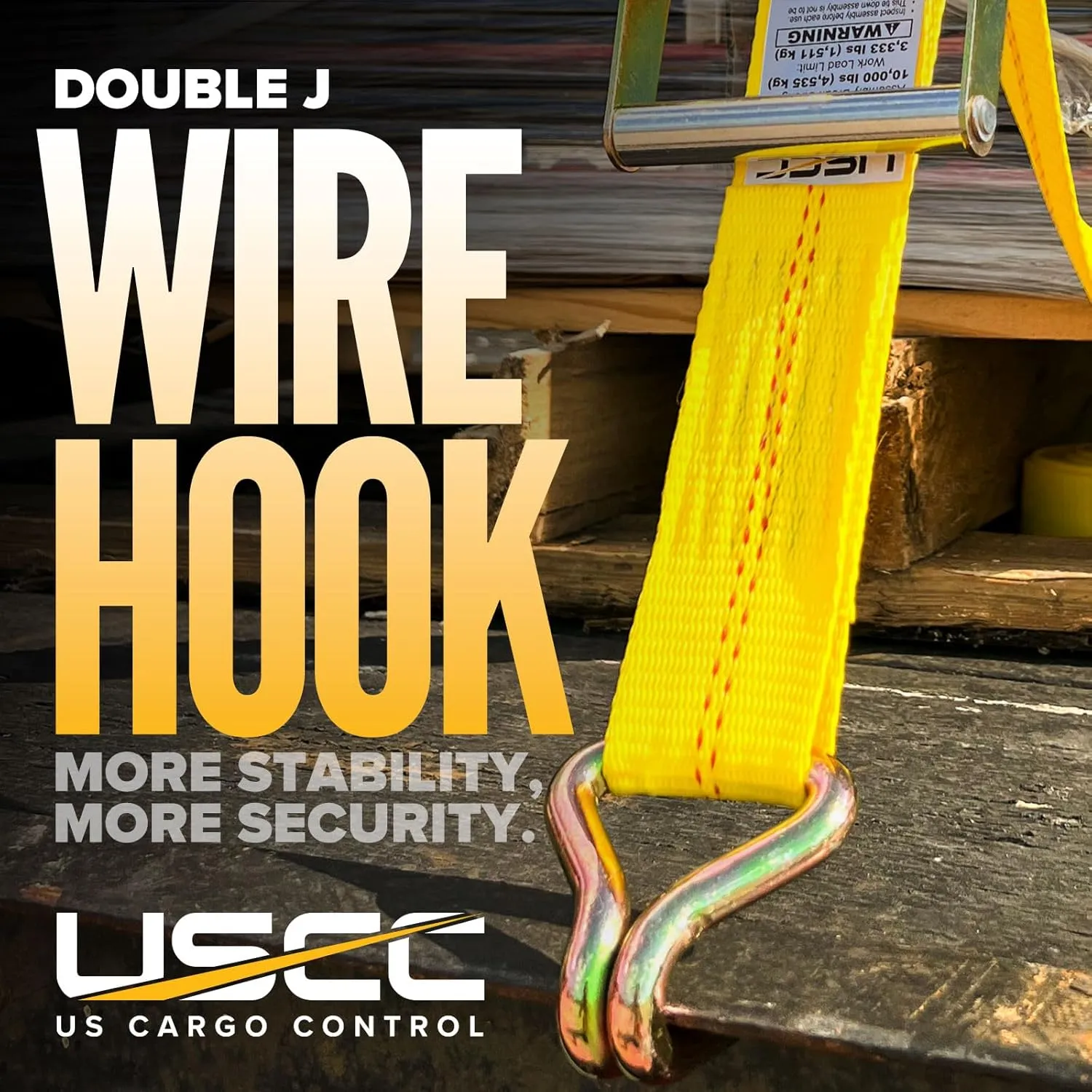 US Cargo Control Wire Hook Ratchet Straps 2 Inch x 30 Foot (10-Pack), 10,000 LBS Break Strength, Ratchet Straps Heavy Duty with Double J Hooks, Cargo Tie Downs for Flatbed Trailers and Trucks