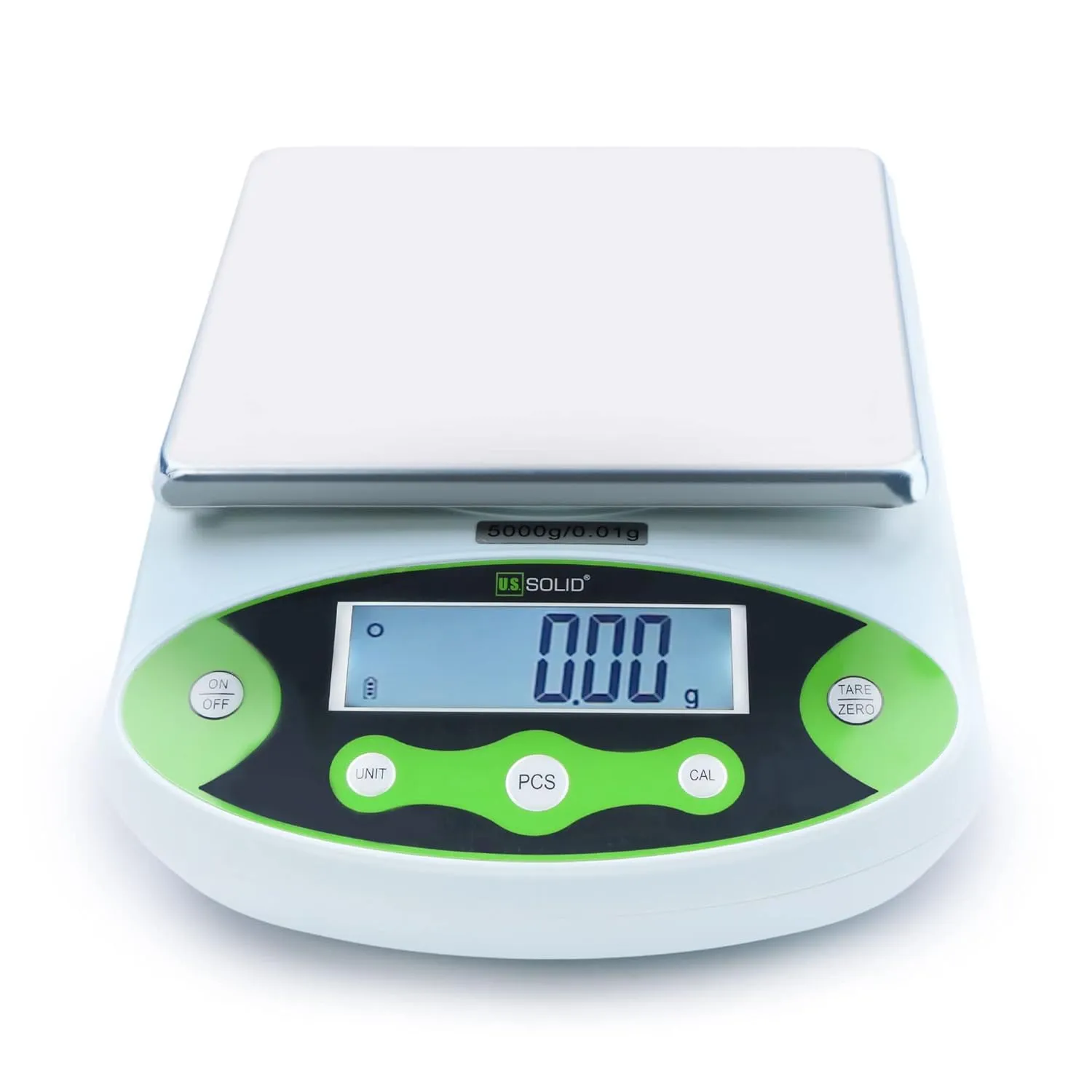 U.S. Solid High Precision Lab Scale Digital Electronic Analytical Balance 0.01 g, SS Rectangular Pan (1kg with Calibration Weight)