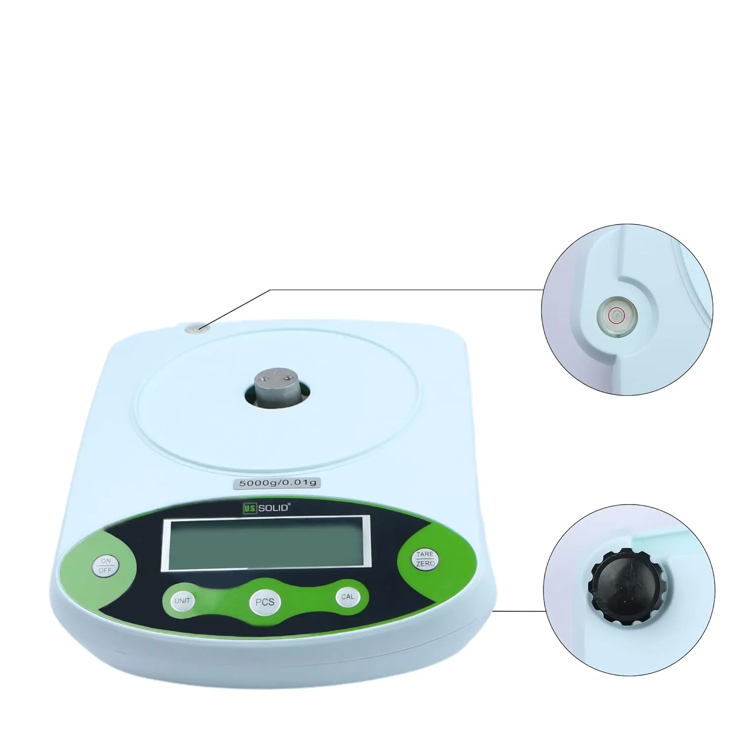 U.S. Solid High Precision Lab Scale Digital Electronic Analytical Balance 0.01 g, SS Rectangular Pan (1kg with Calibration Weight)