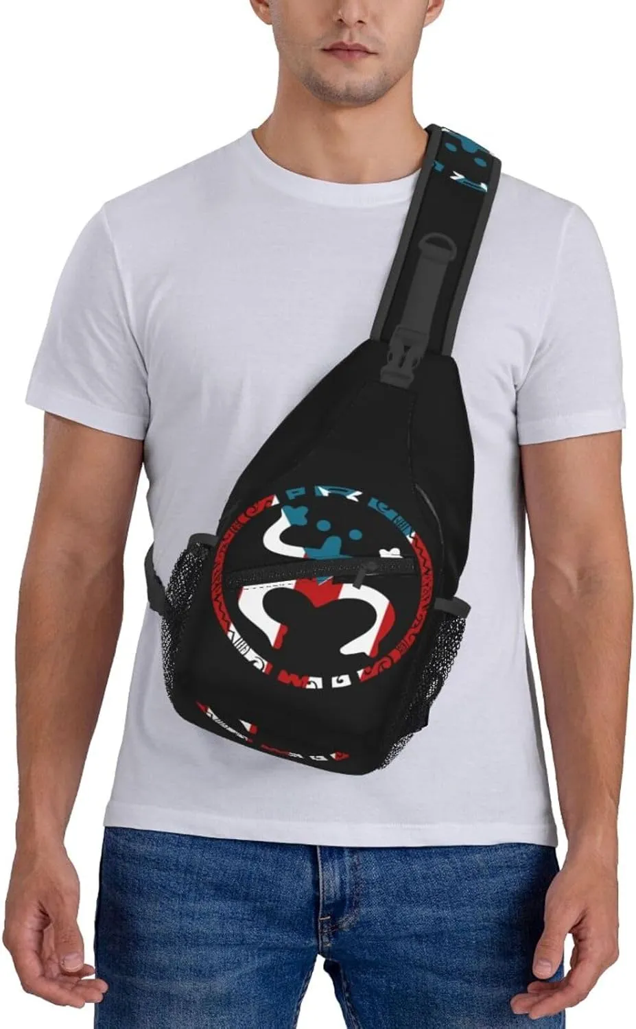 USA And Puerto Rico National Flag Sling Bag Adjustable Chest Bags Casual Crossbody Bag Travel Shoulder Backpack