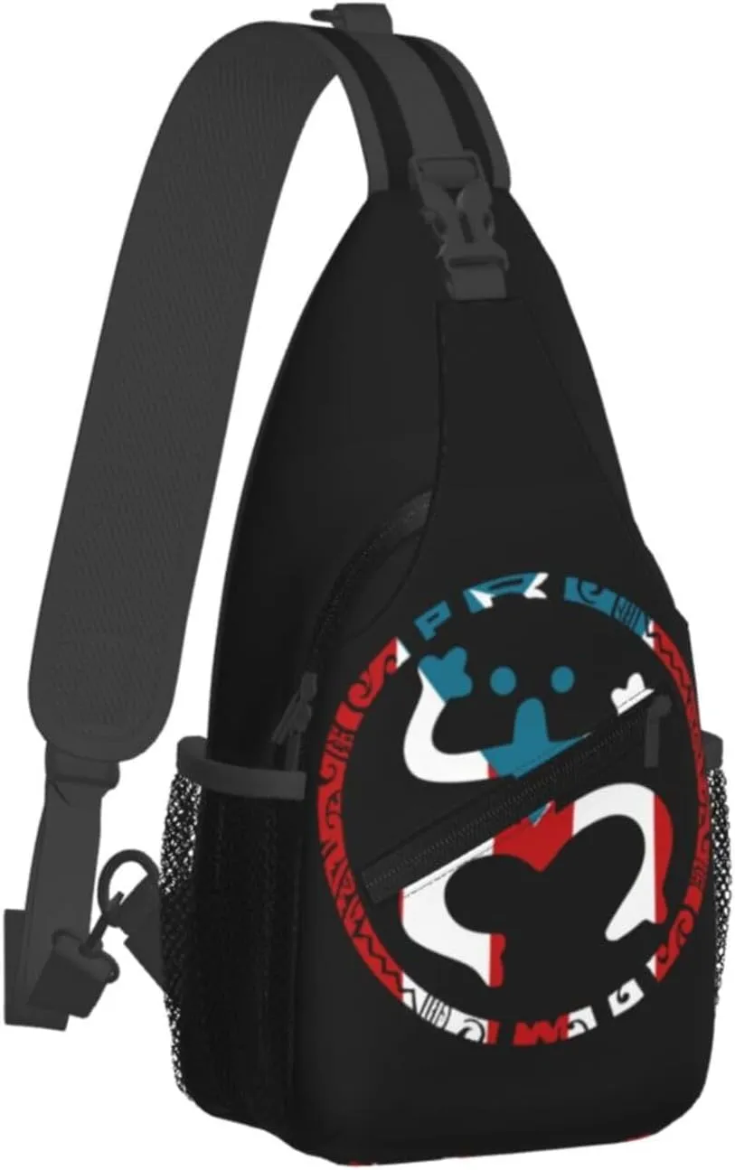 USA And Puerto Rico National Flag Sling Bag Adjustable Chest Bags Casual Crossbody Bag Travel Shoulder Backpack
