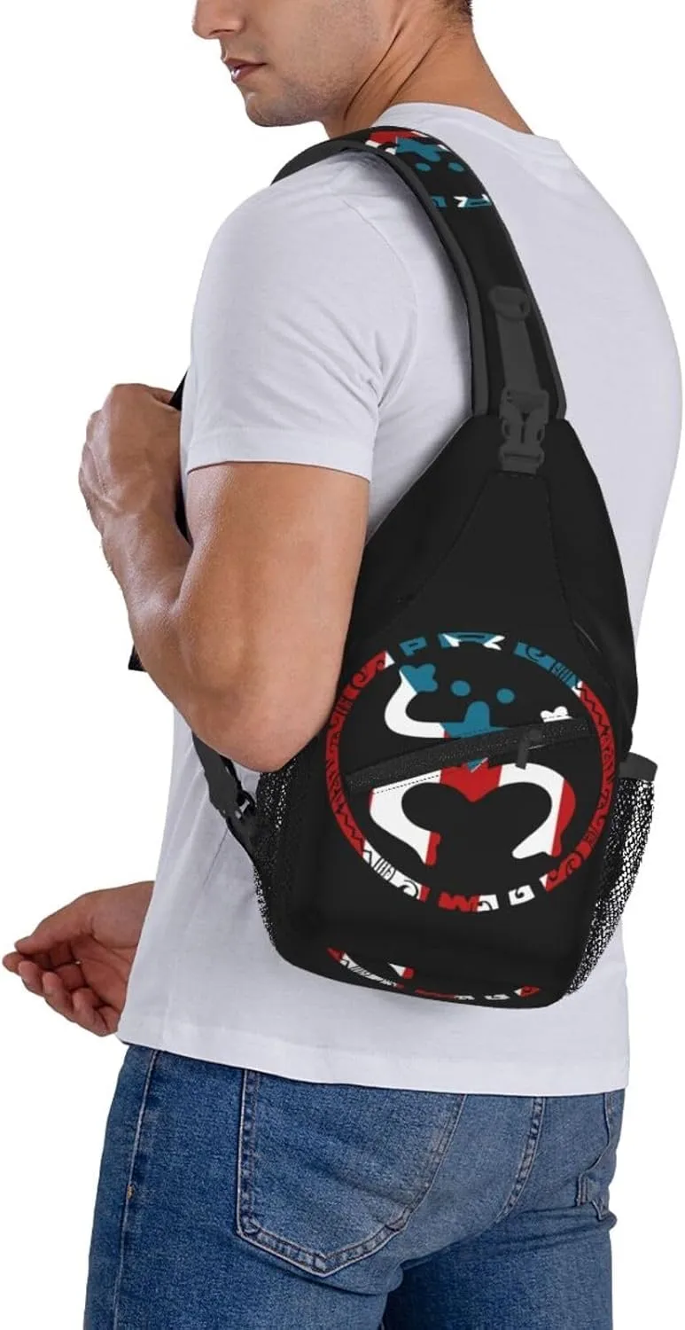 USA And Puerto Rico National Flag Sling Bag Adjustable Chest Bags Casual Crossbody Bag Travel Shoulder Backpack