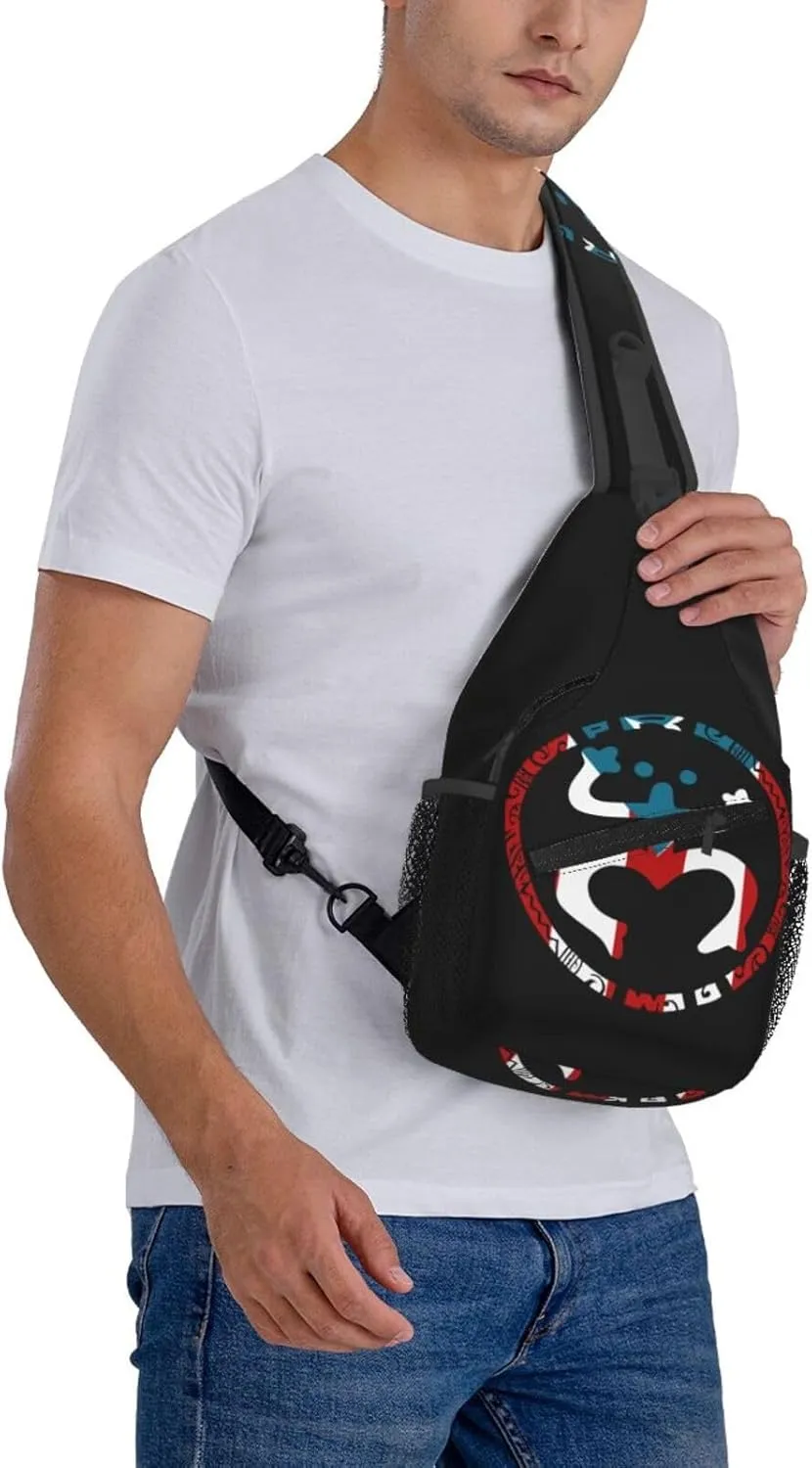 USA And Puerto Rico National Flag Sling Bag Adjustable Chest Bags Casual Crossbody Bag Travel Shoulder Backpack