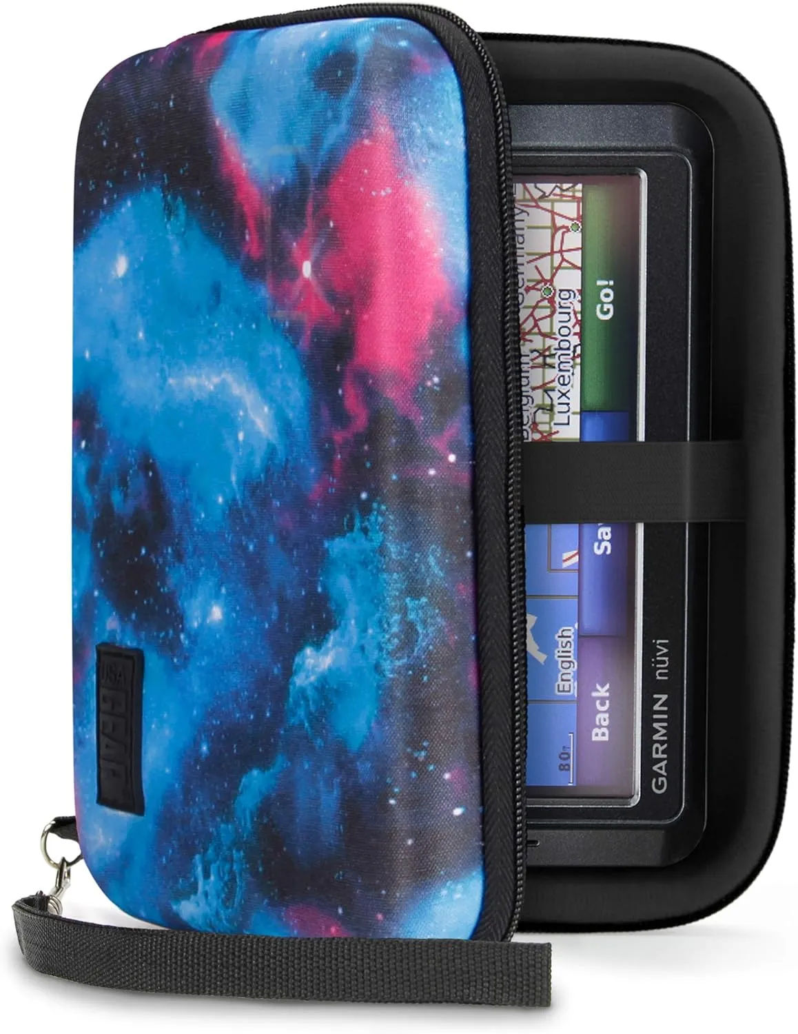 USA Gear Hard Shell Electronics Organizer 7.5 Inch Travel Case - Cable Organizer with Scratch Resistant Interior, Compatible with Garmin GPS, Portable Hard Drive, Phone Charger & More - Galaxy