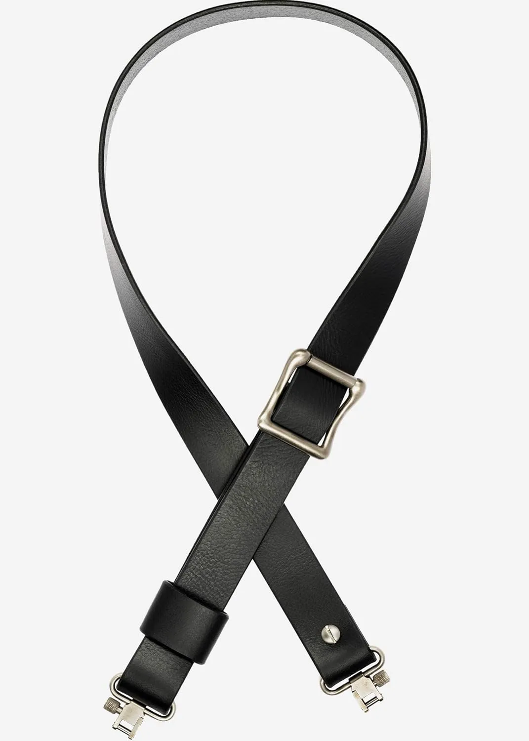 USA Handmade Slider Buckle Rifle Sling 1.25" Wide Black Buffalo Leather Silver Hardware- SWIVELS Included!- Two Point Sling (Model E)